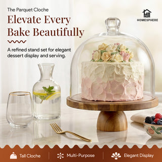 Parquet Cloche Cake Stand