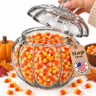 Glass Pumpkin Candy Jar with Lid