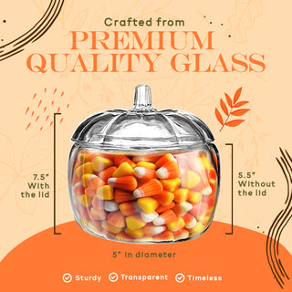 Glass Pumpkin Candy Jar with Lid
