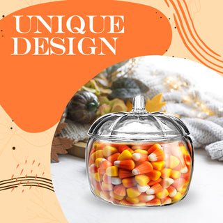 Orange Glass Pumpkin Candy Jar with Lid