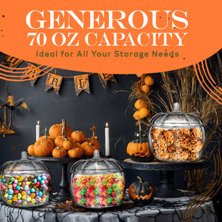 Orange Glass Pumpkin Candy Jar with Lid